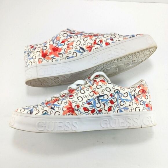 Guess Astray Multi Floral Sneaker Shoes Floral Alphabet Pattern Womans 7........ - Picture 6 of 14